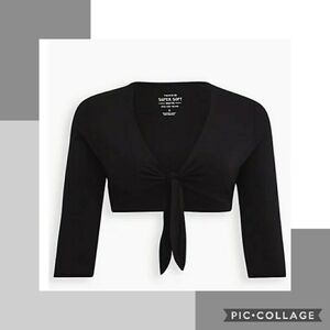 🆕 BLACK TIE-FRONT SHRUG - SUPER SOFT